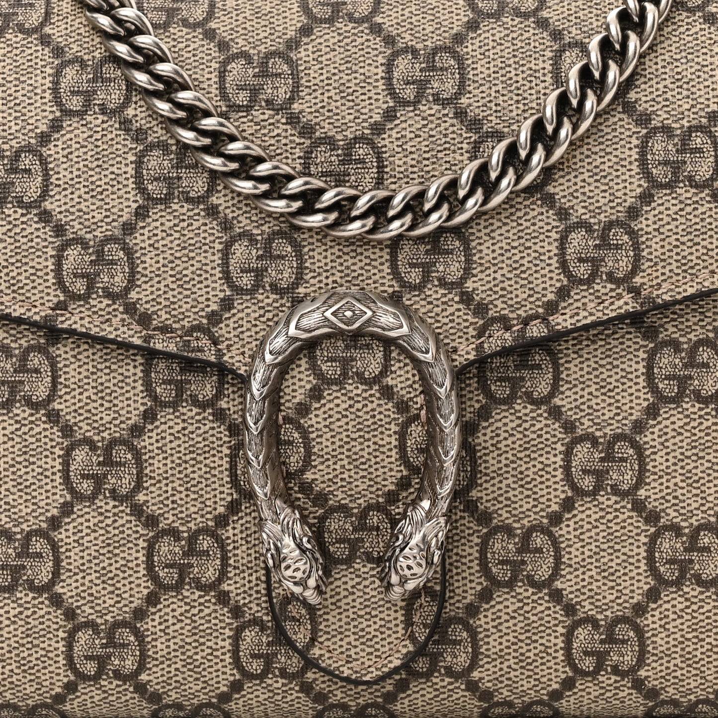 GG Supreme Monogram Mini Dionysus Chain Wallet Beige Vulcanic Red