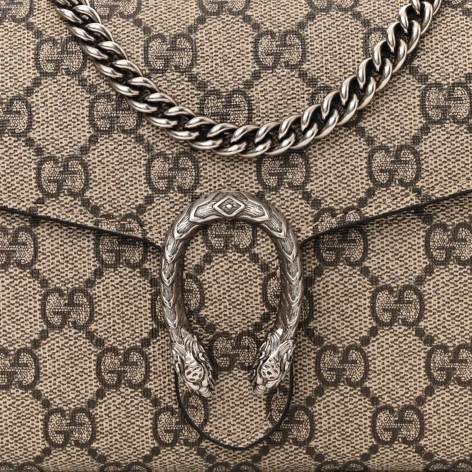 Gucci GG Supreme Monogram Mini Dionysus Chain Wallet Beige Vulcanic Red 8 of 10