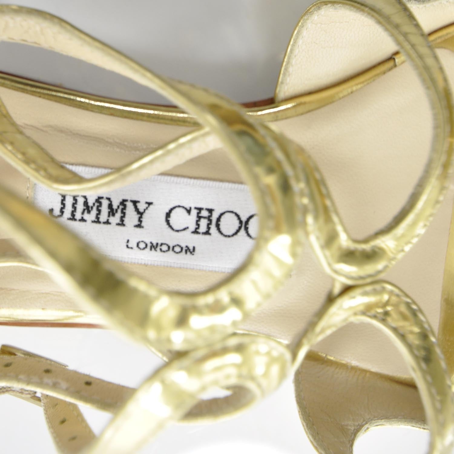 Jimmy Choo Leather Lulu Gladiator Sandals 36.5 Metallic Gold 7 of 7