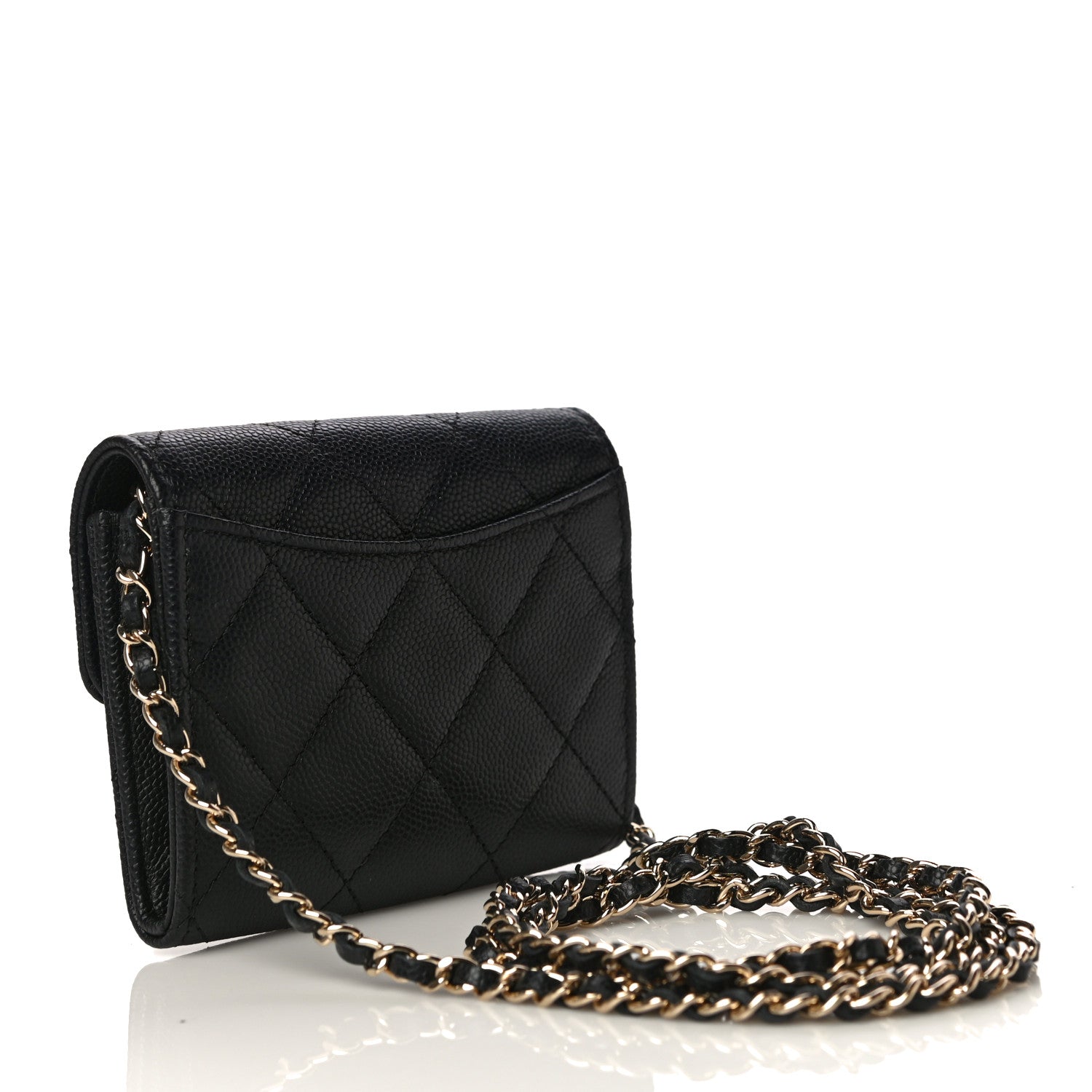 Chanel Caviar Quilted Flap Card Holder On Chain Black 3 of 11