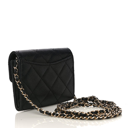 Chanel Caviar Quilted Flap Card Holder On Chain Black 3 of 11