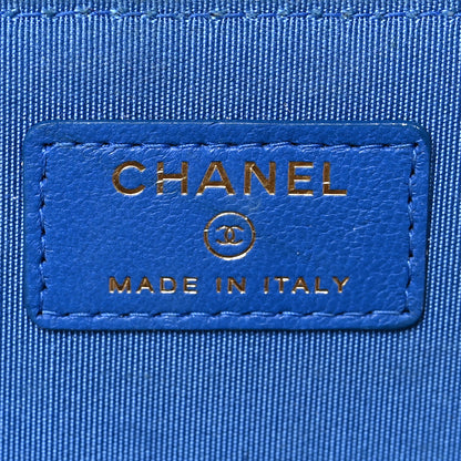 Chanel Raffia Jute Striped Small Vanity Case With Chain Blue Beige 6 of 8