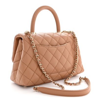 Chanel Caviar Quilted Mini Coco Handle Flap Beige 3 of 10