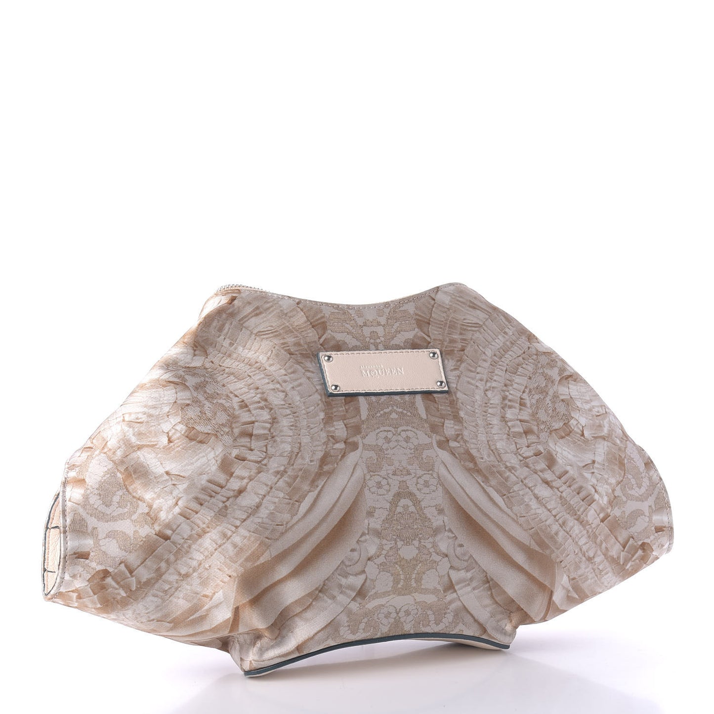 Silk Lace Ruffle Printed De Manta Clutch Blush