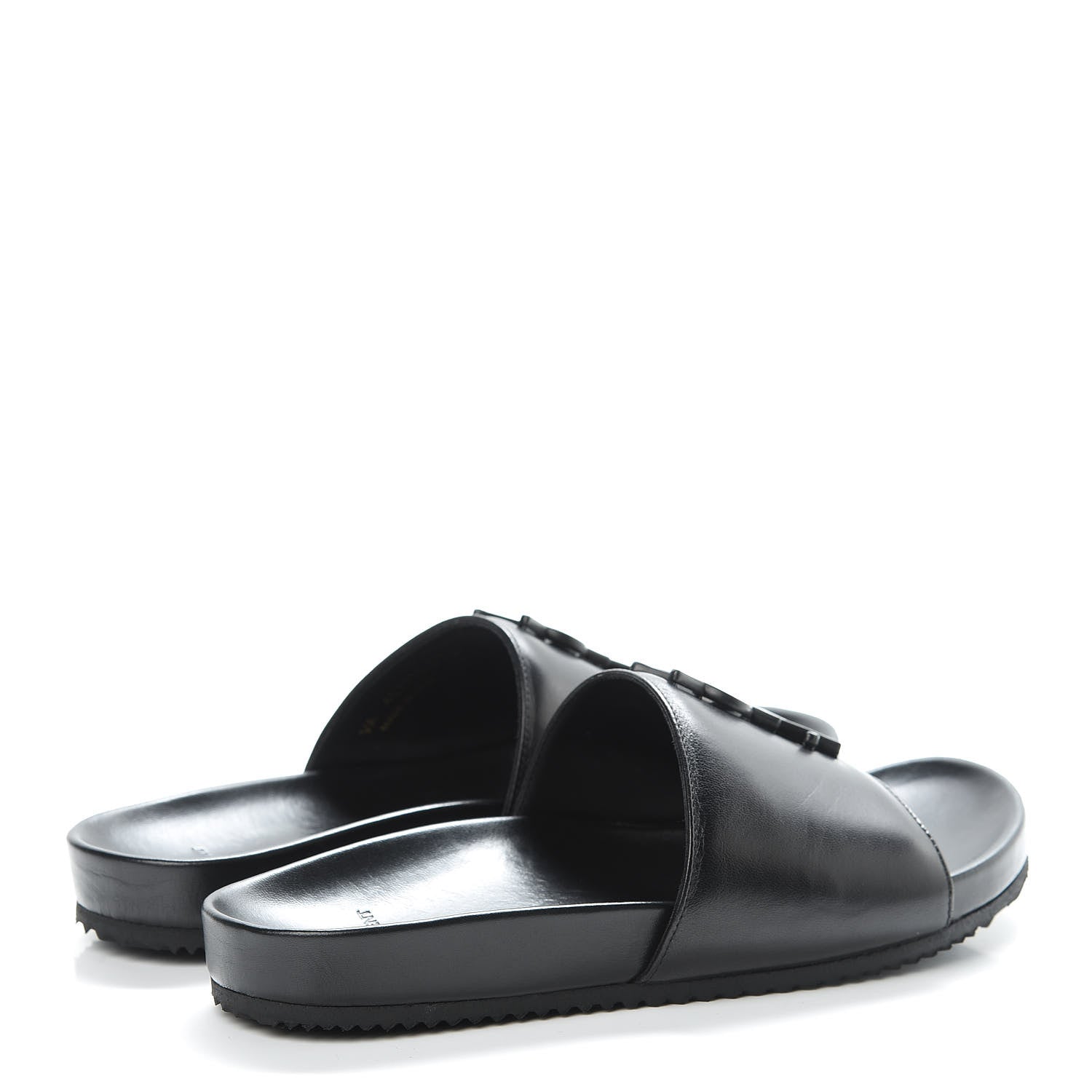 Saint Laurent Lambskin Joan Slide Sandals 37.5 Black 4 of 10