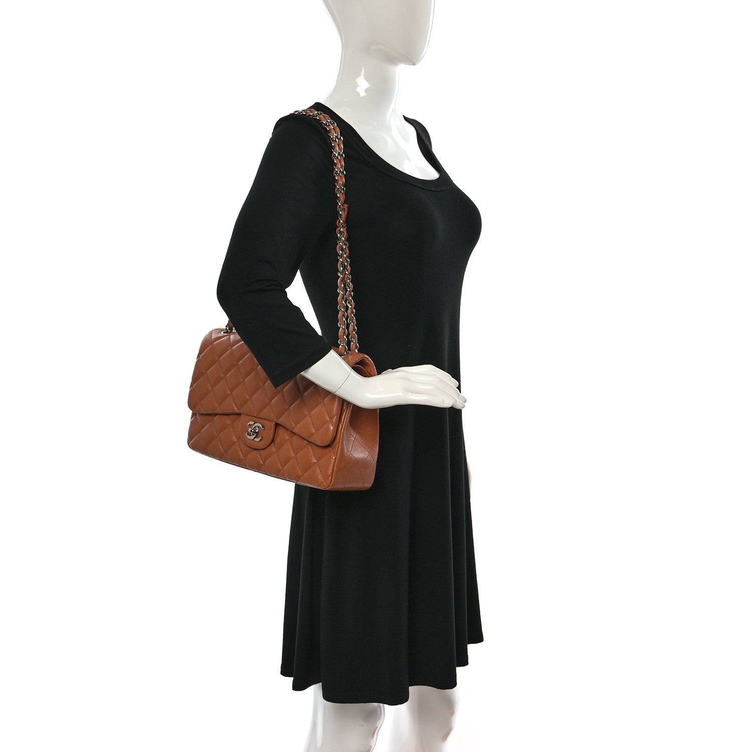 Chanel Caviar Quilted Jumbo Double Flap Light Brown 2 of 12