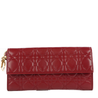 Christian Dior Lambskin Cannage Rendezvous Wallet Red 1 of 8