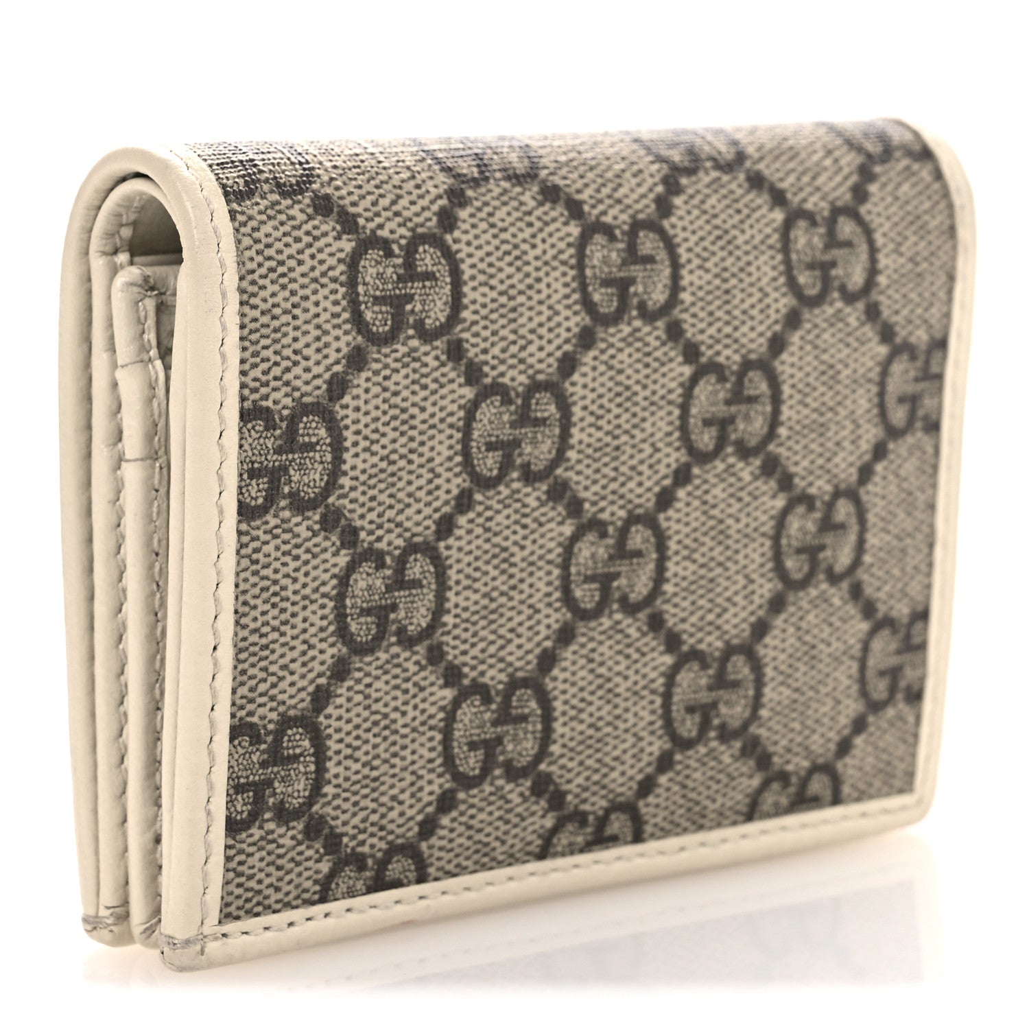 Gucci GG Supreme Monogram Azalea Calfskin Horsebit 1955 Card Case Wallet Beige Ebony Mystic White 3 of 10