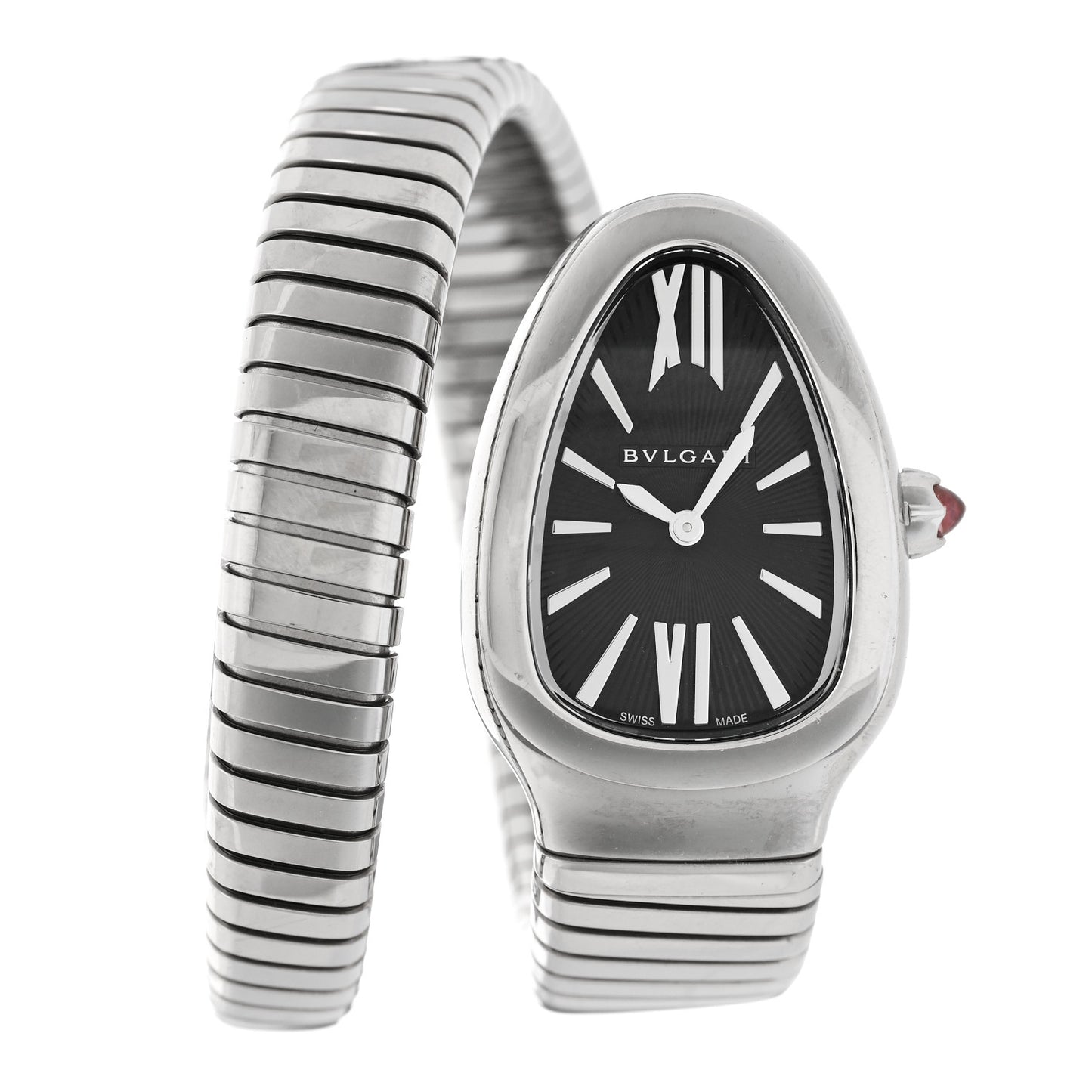 Stainless Steel 35mm Serpenti Tubogas Quartz Watch Black