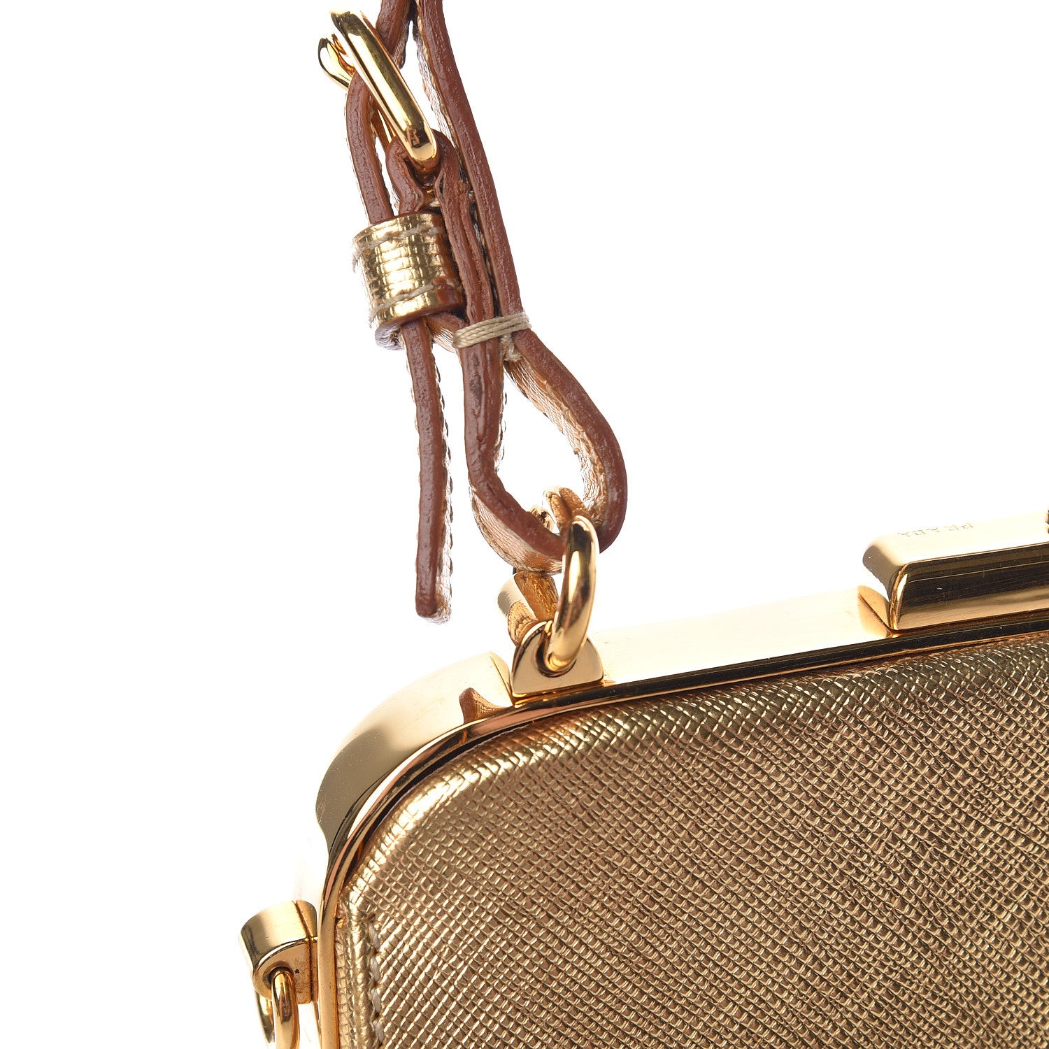 Prada Metallic Saffiano Top Handle Frame Bag Platino 9 of 18