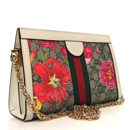Gucci GG Supreme Monogram Flora Web Small Ophidia Chain Shoulder Bag White 3 of 11
