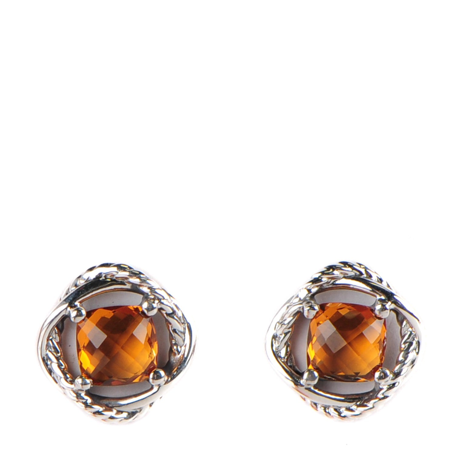 David Yurman Sterling Silver Citrine 7mm Infinity Earrings 1 of 5