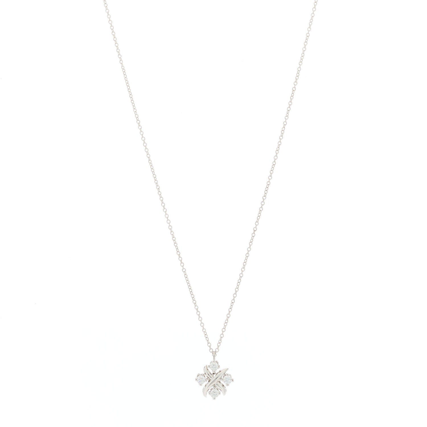 Tiffany Platinum Diamond Schlumberger Lynn Pendant Necklace 1 of 5