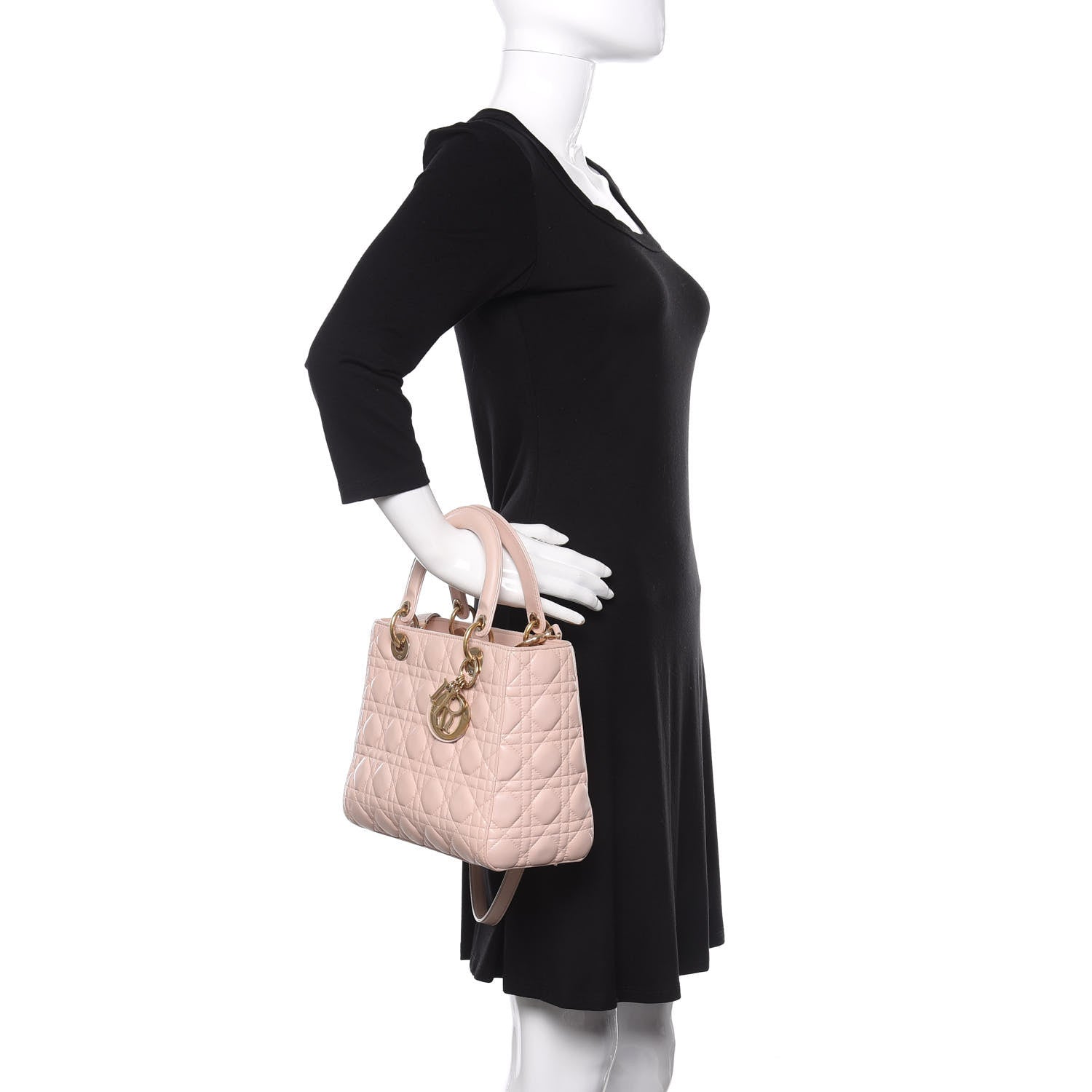 Christian Dior Lambskin Cannage Medium Lady Dior Light Pink 3 of 12