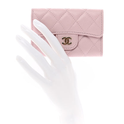 Chanel Caviar Quilted Flap Card Holder Wallet Light Pink 2 of 8
