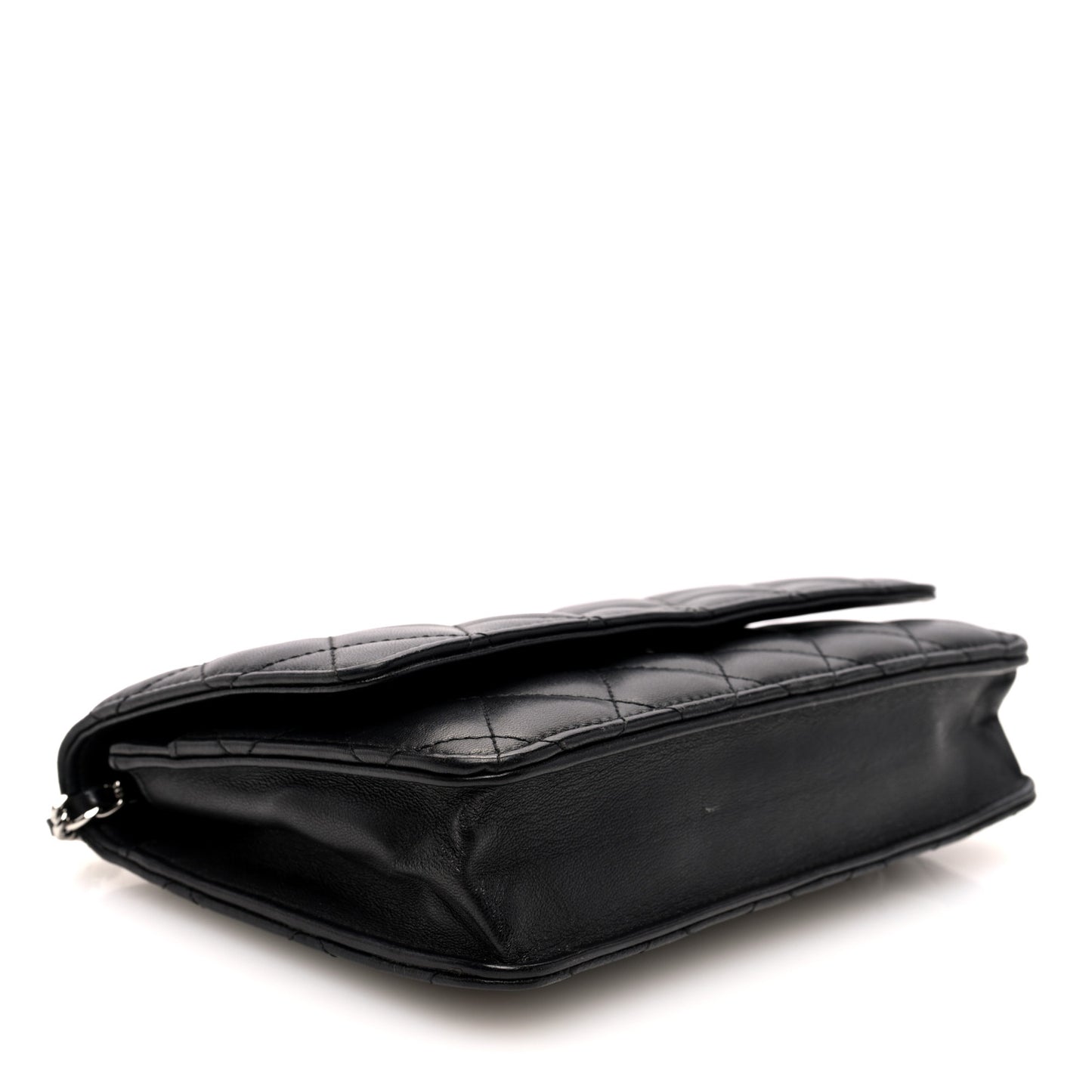 Lambskin Quilted Wallet On Chain WOC Black