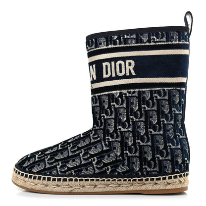 Christian Dior Velvet Oblique Granville Espadrille Boots 36.5 Deep Blue 1 of 8
