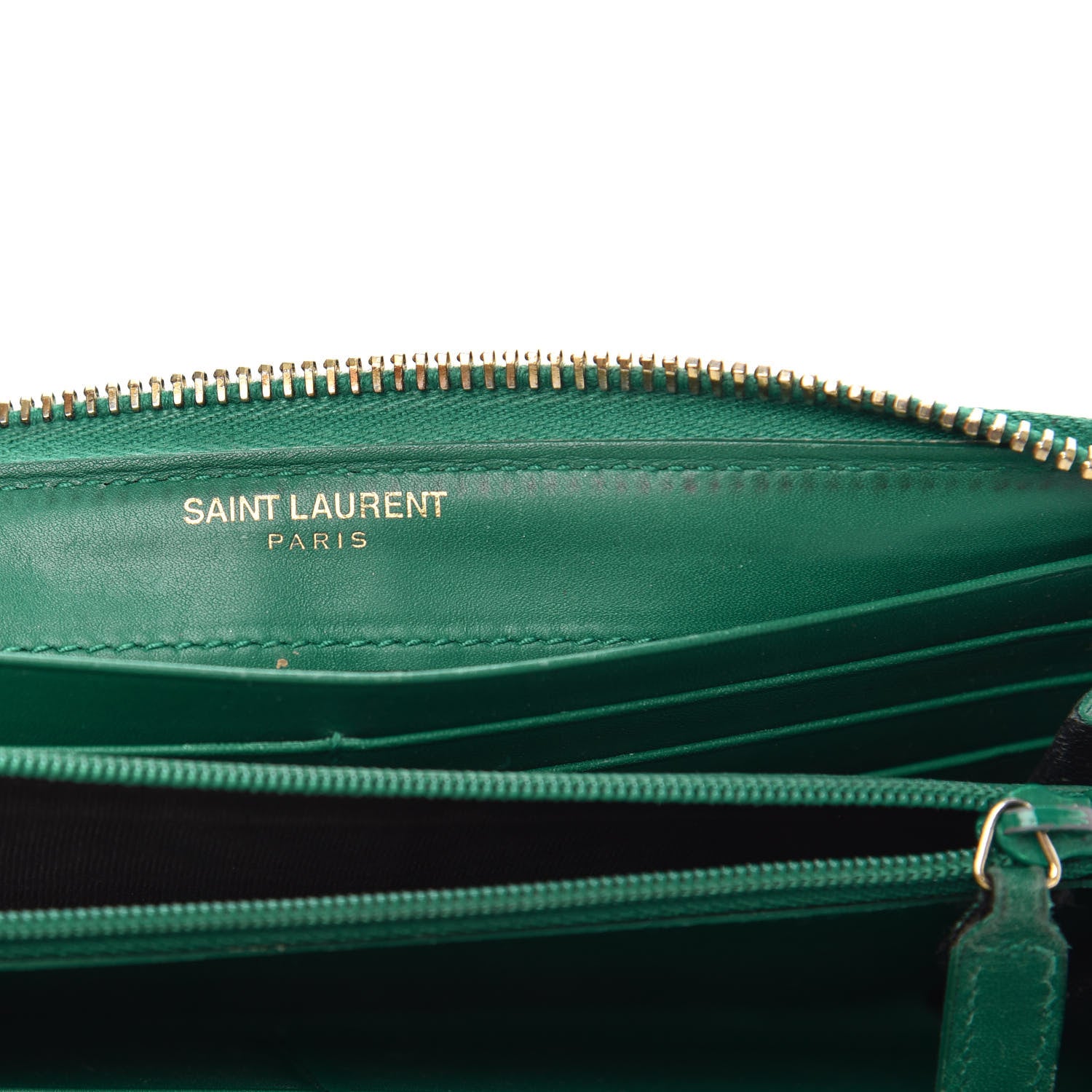 Saint Laurent Calfskin Classic Zip Around Wallet Green 6 of 8