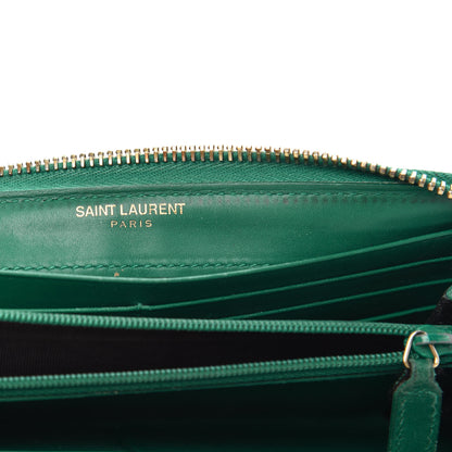 Saint Laurent Calfskin Classic Zip Around Wallet Green 6 of 8