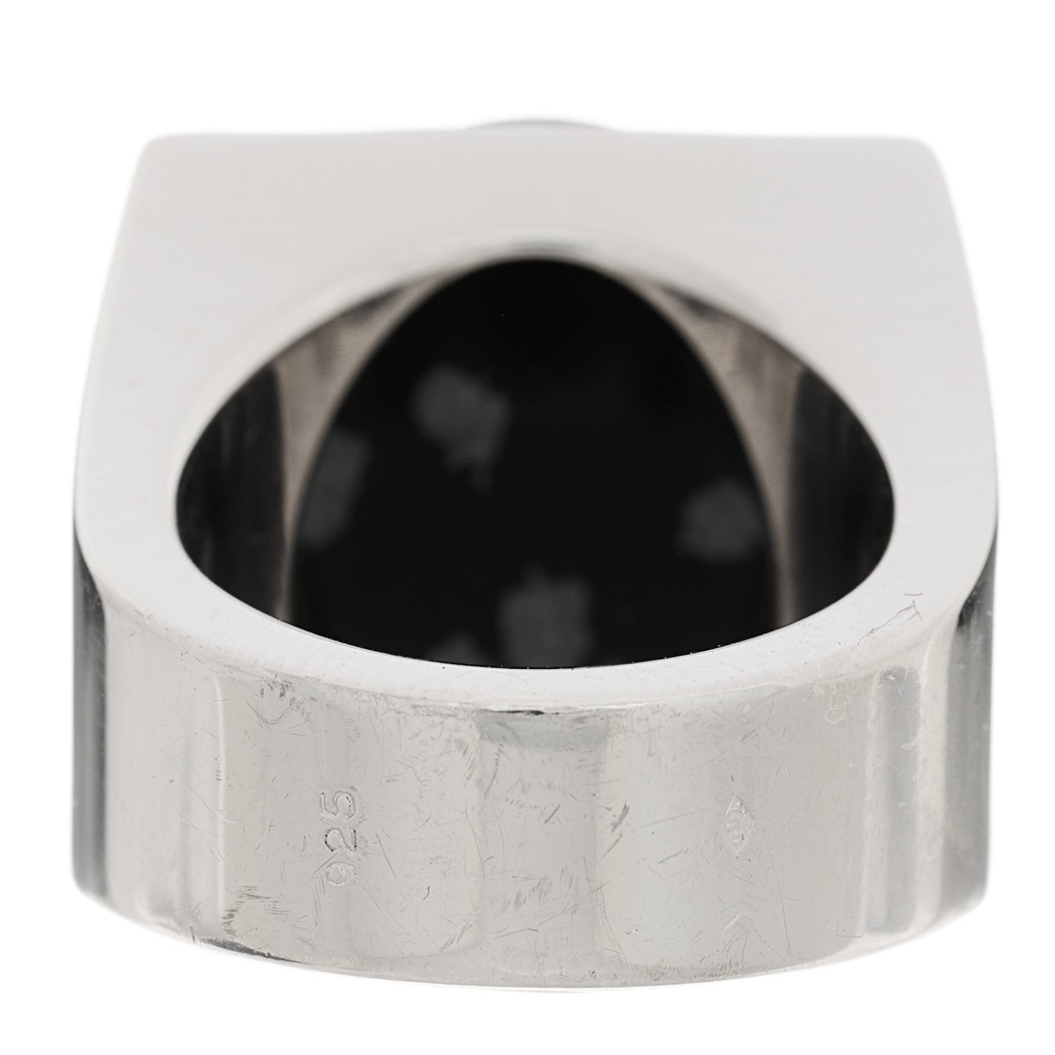 Louis Vuitton Sterling Silver Snowflake Obsidian Chevalier Ring 53 6.5 4 of 5