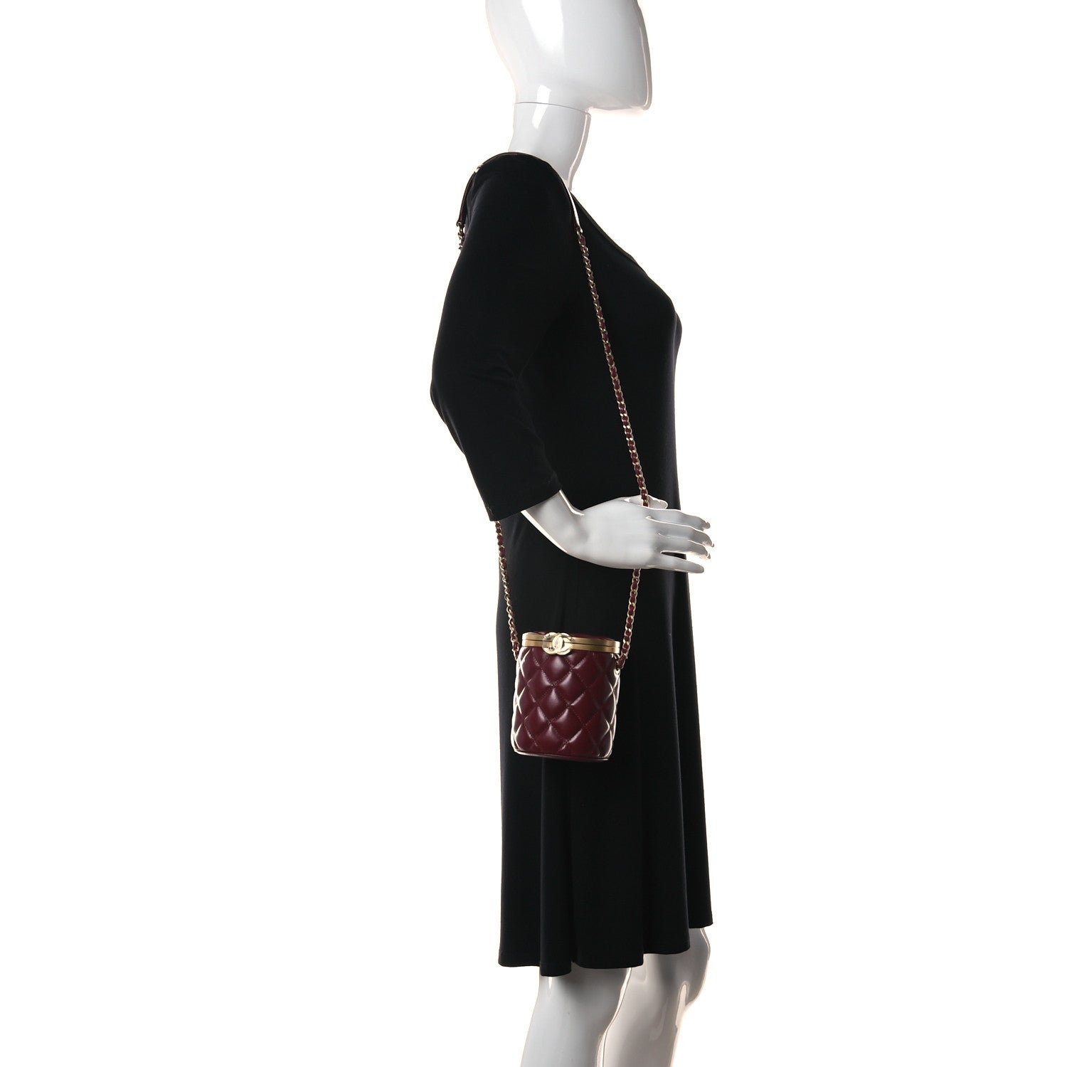 Chanel Lambskin Quilted Mini Crown Box Bag Burgundy 2 of 12