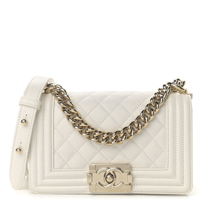 Chanel Caviar Quilted Small Boy Flap White 1 of 10