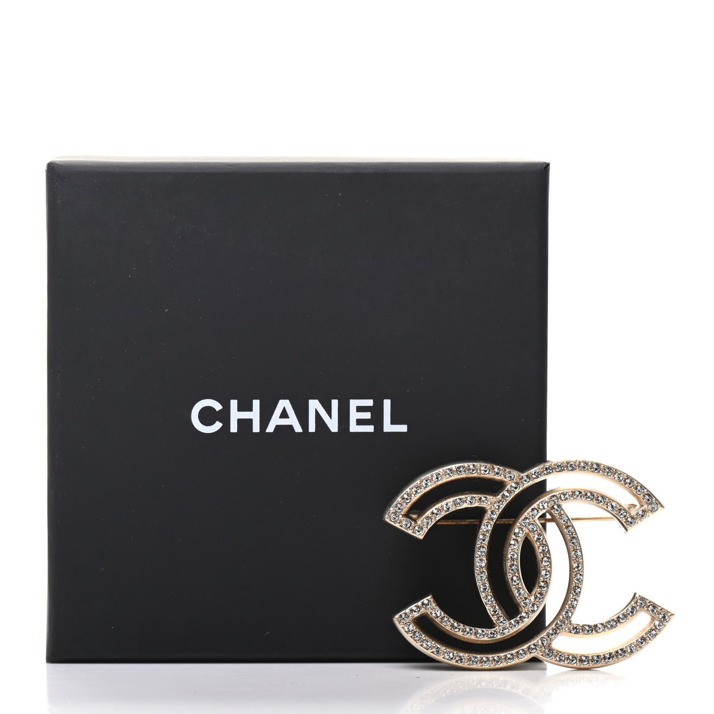 Crystal CC Brooch Light Gold