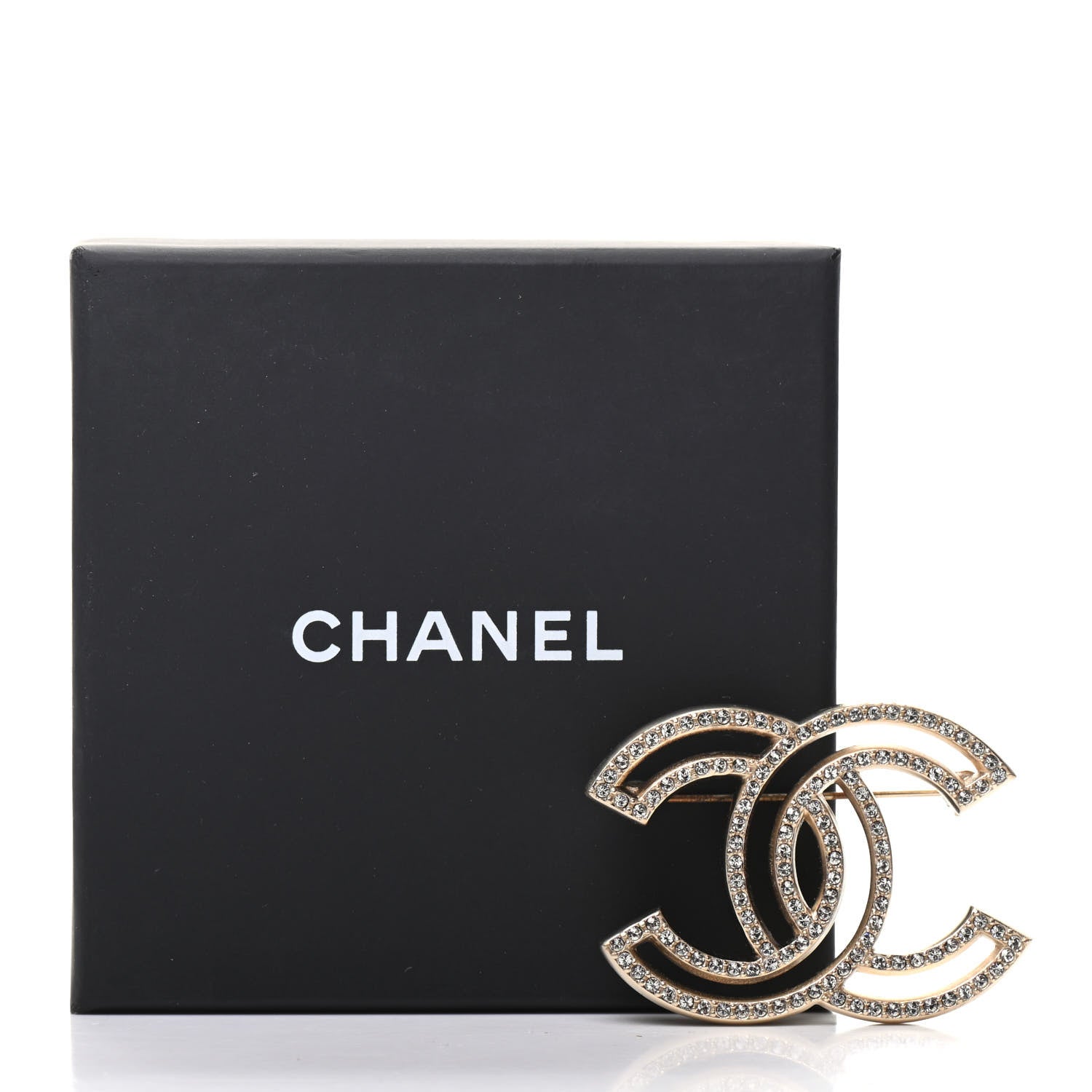 Chanel Crystal CC Brooch Light Gold 5 of 5