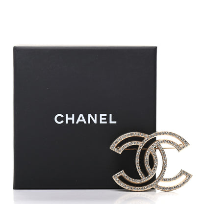 Chanel Crystal CC Brooch Light Gold 5 of 5