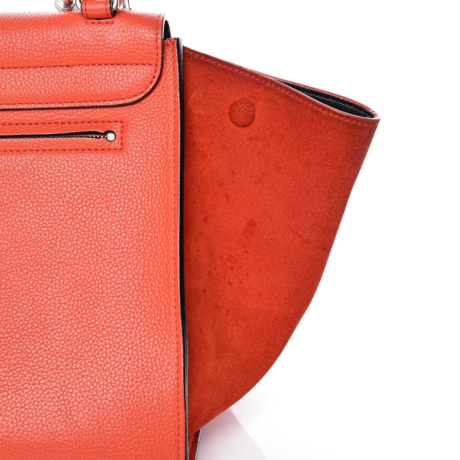 Celine Drummed Calfskin Suede Medium Trapeze Vermillion 15 of 21