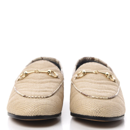 Gucci Raffia Elaphe Matelasse Horsebit Womens Jordaan Loafers 41 Natural Cream Brown 2 of 10