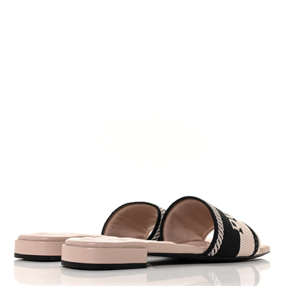 Prada Fabric Logo Embroidered 10mm Slide Sandals 40.5 Black Ninfea 4 of 6