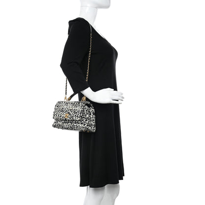 Chanel Tweed Quilted Mini Coco Handle Flap Black Beige 2 of 12