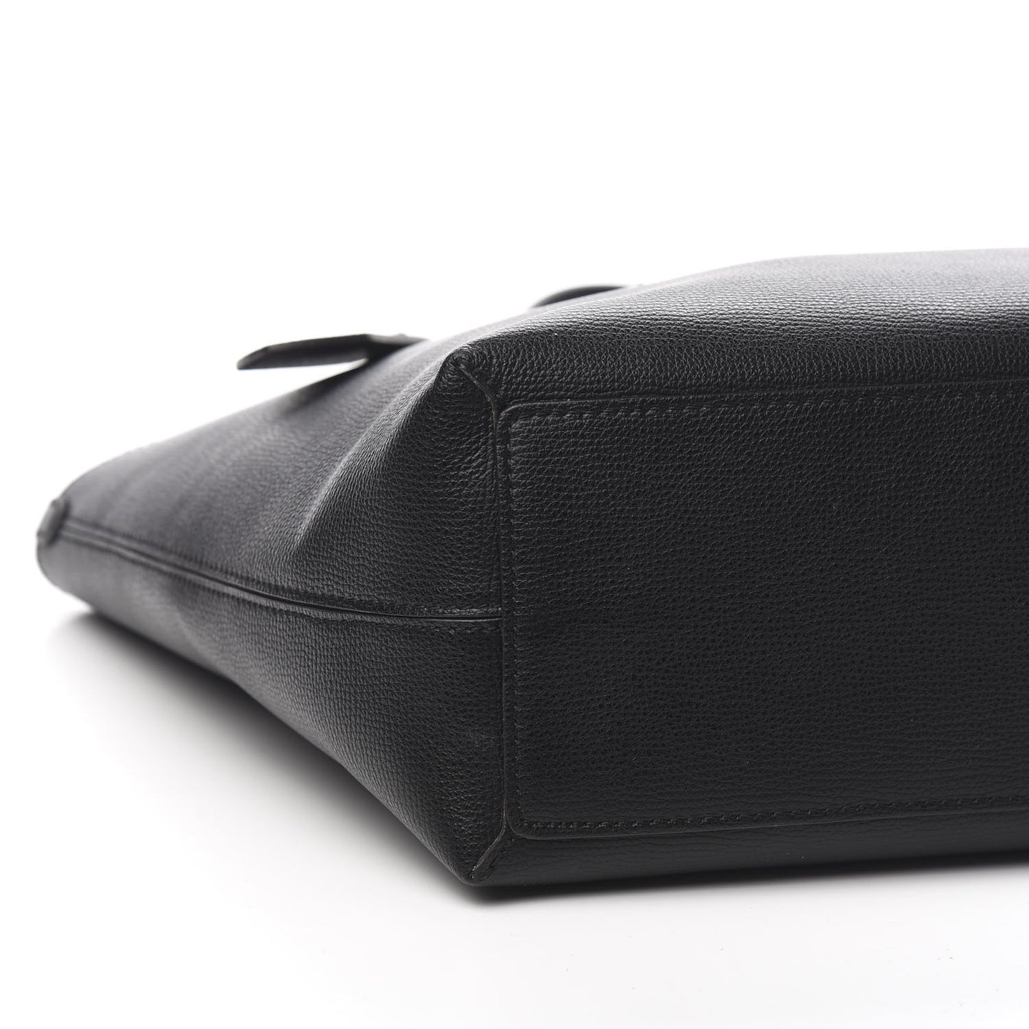 Grainy Calfskin Haymarket Check Medium Reversible Tote Black