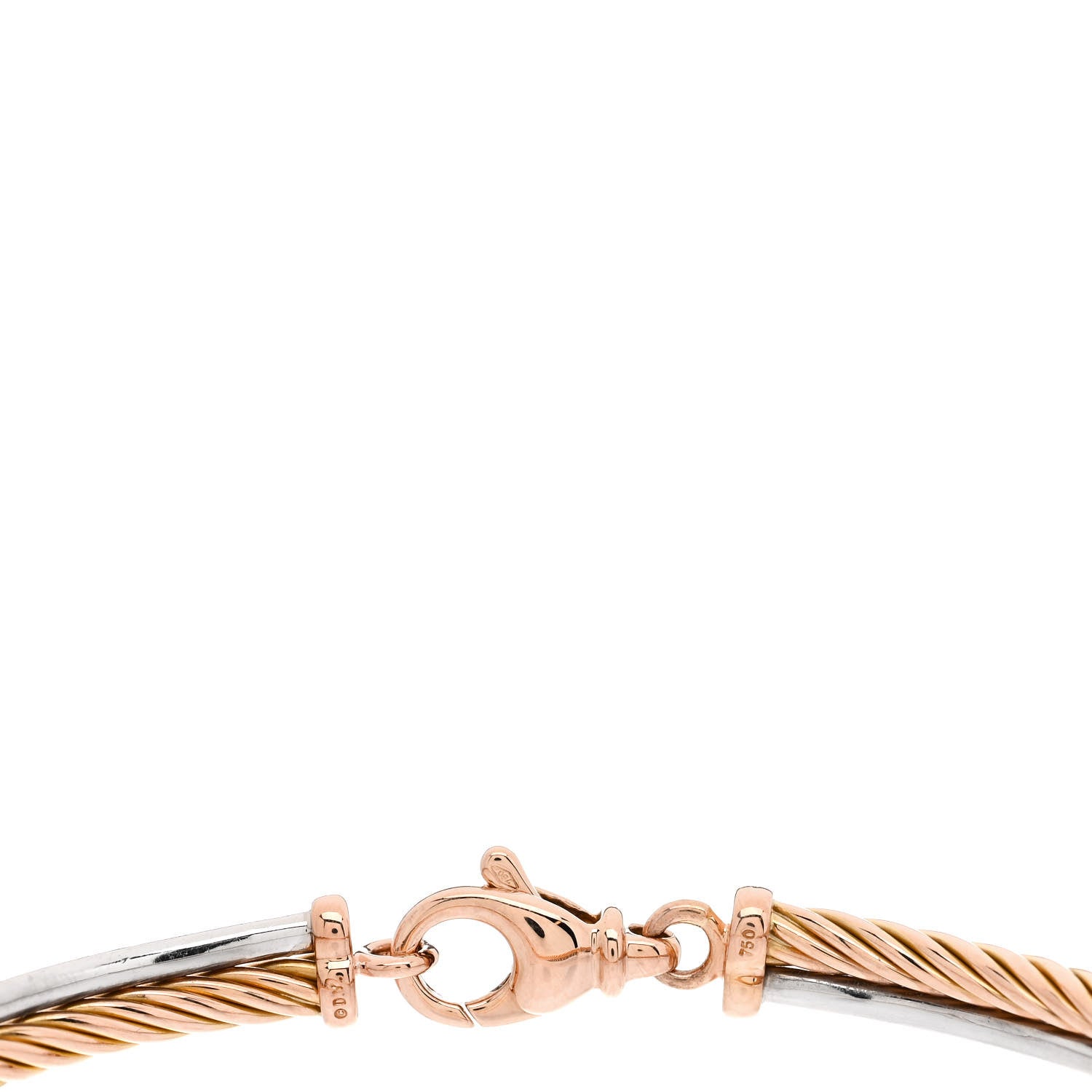 David Yurman 18K White Rose Gold Diamond Crossover Bracelet 3 of 4