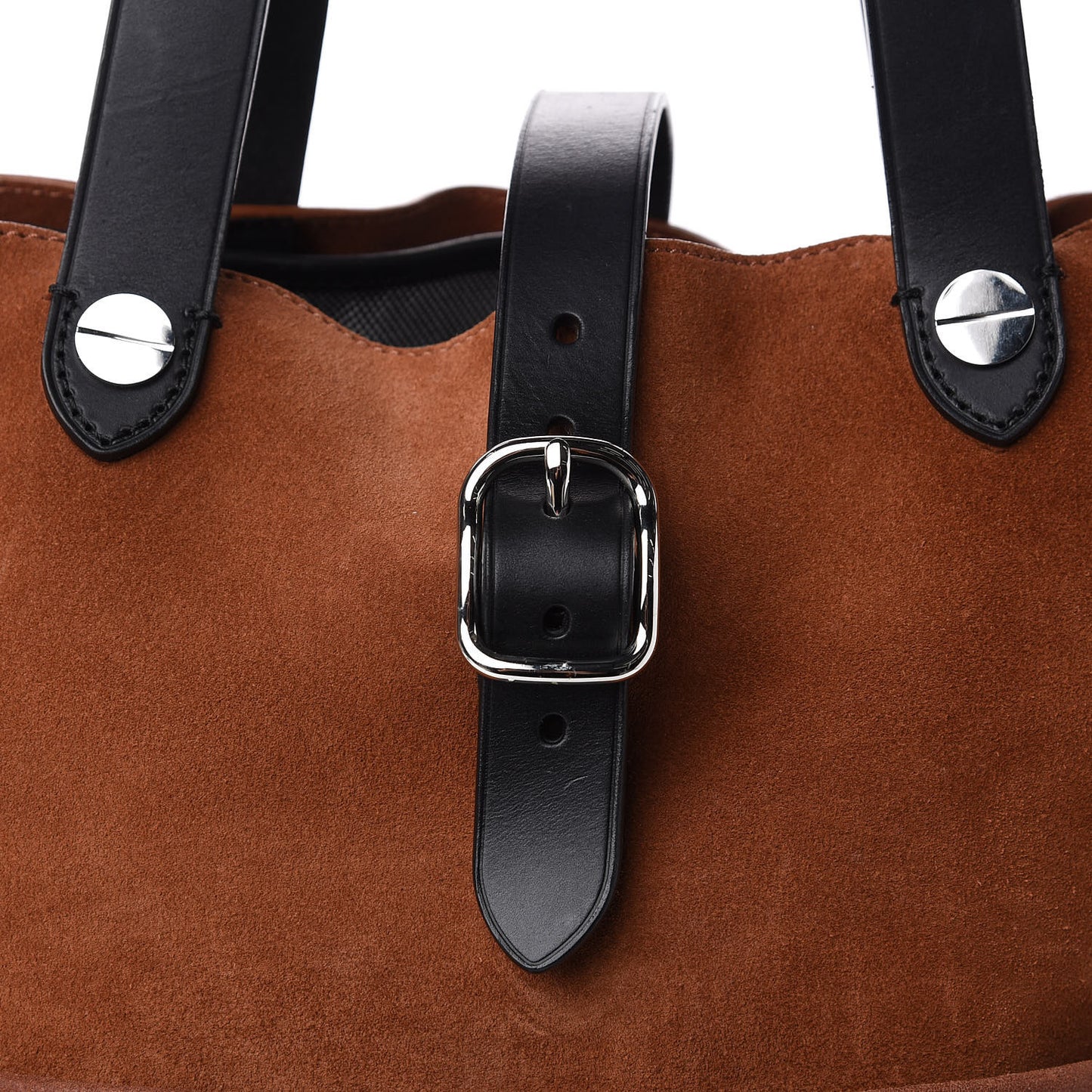 Suede Calfskin Mason Tote Brown Black