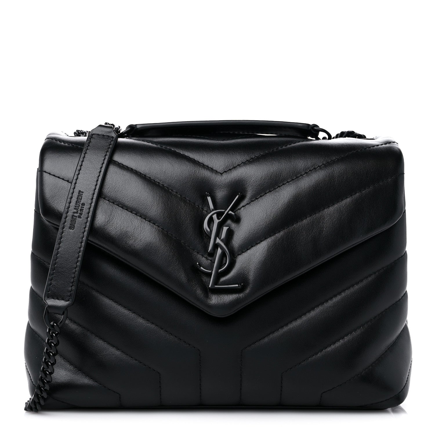 Saint Laurent Calfskin Y Quilted Monogram Small Loulou Chain Satchel Black 1 of 10