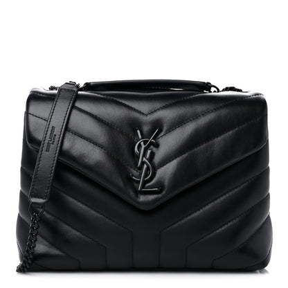 Saint Laurent Calfskin Y Quilted Monogram Small Loulou Chain Satchel Black 1 of 10