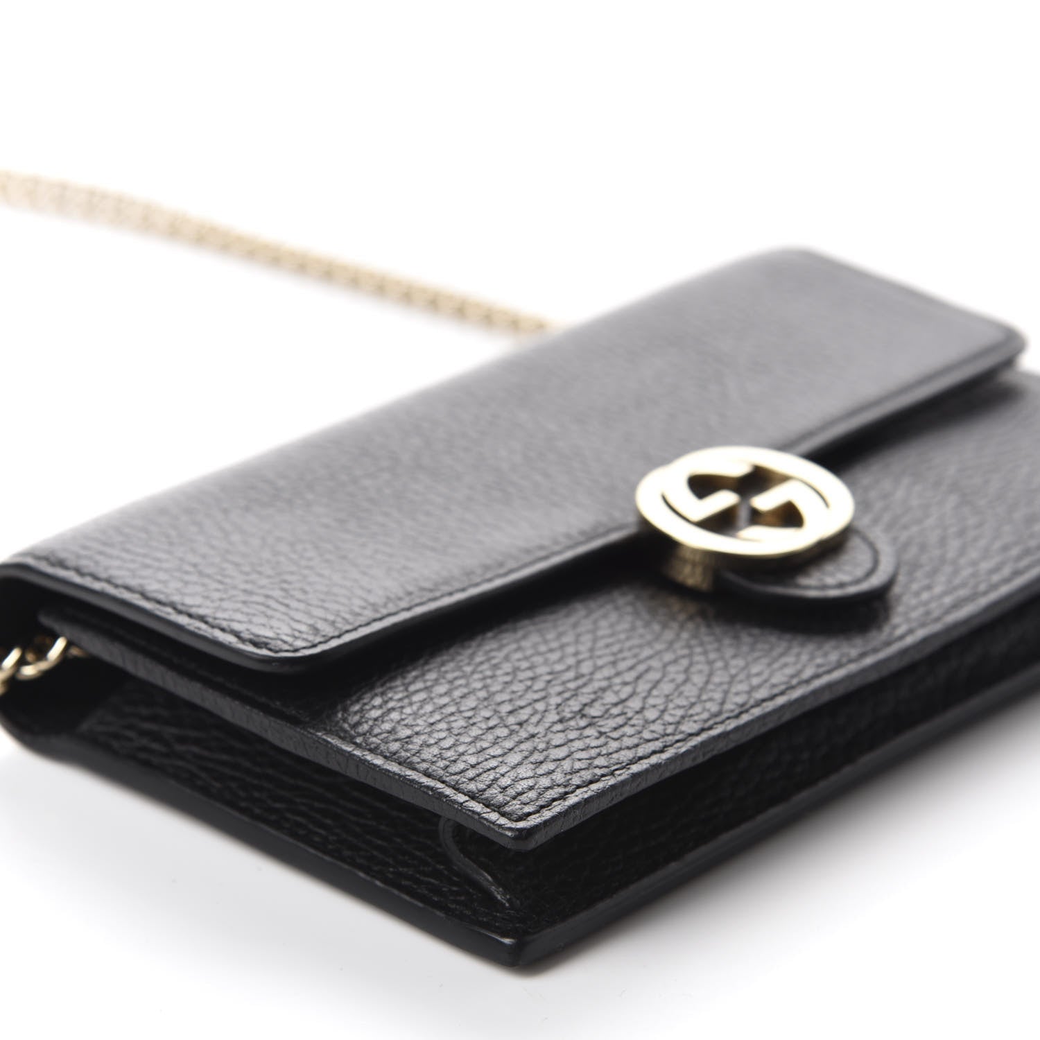 Gucci Dollar Calfskin Interlocking G Chain Wallet Black 6 of 11