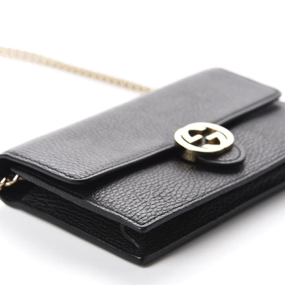 Gucci Dollar Calfskin Interlocking G Chain Wallet Black 6 of 11