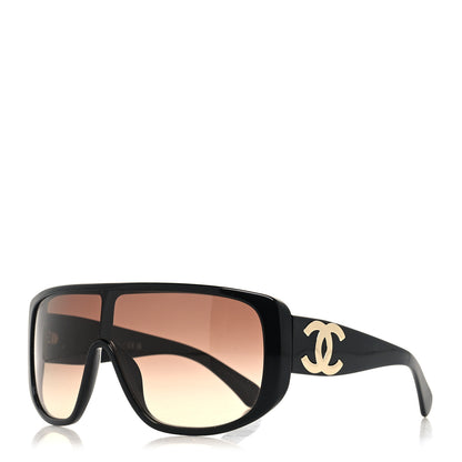 Chanel Acetate Shield Sunglasses 5495 Black 1 of 8