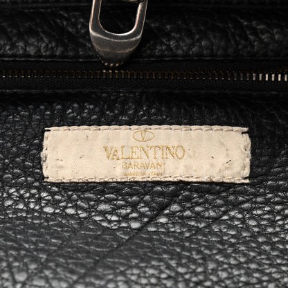 Valentino Garavani Pebbled Calfskin Tribal Small Guitar Strap Rockstud Rolling Flip-Lock Messenger Bag Black 6 of 13