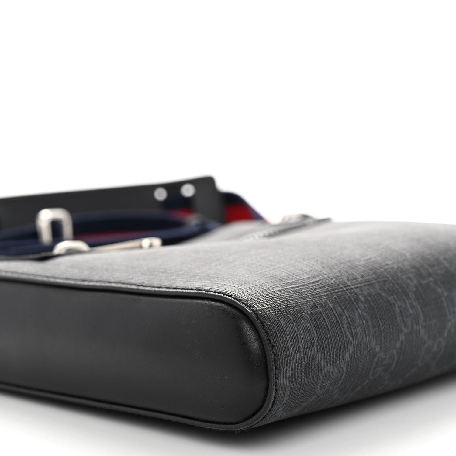 Gucci GG Supreme Monogram Web Small Flat Messenger Bag Black Grey 8 of 9
