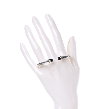David Yurman Sterling Silver Diamond Black Onyx 5mm Cable Classics Princess Bracelet 2 of 4