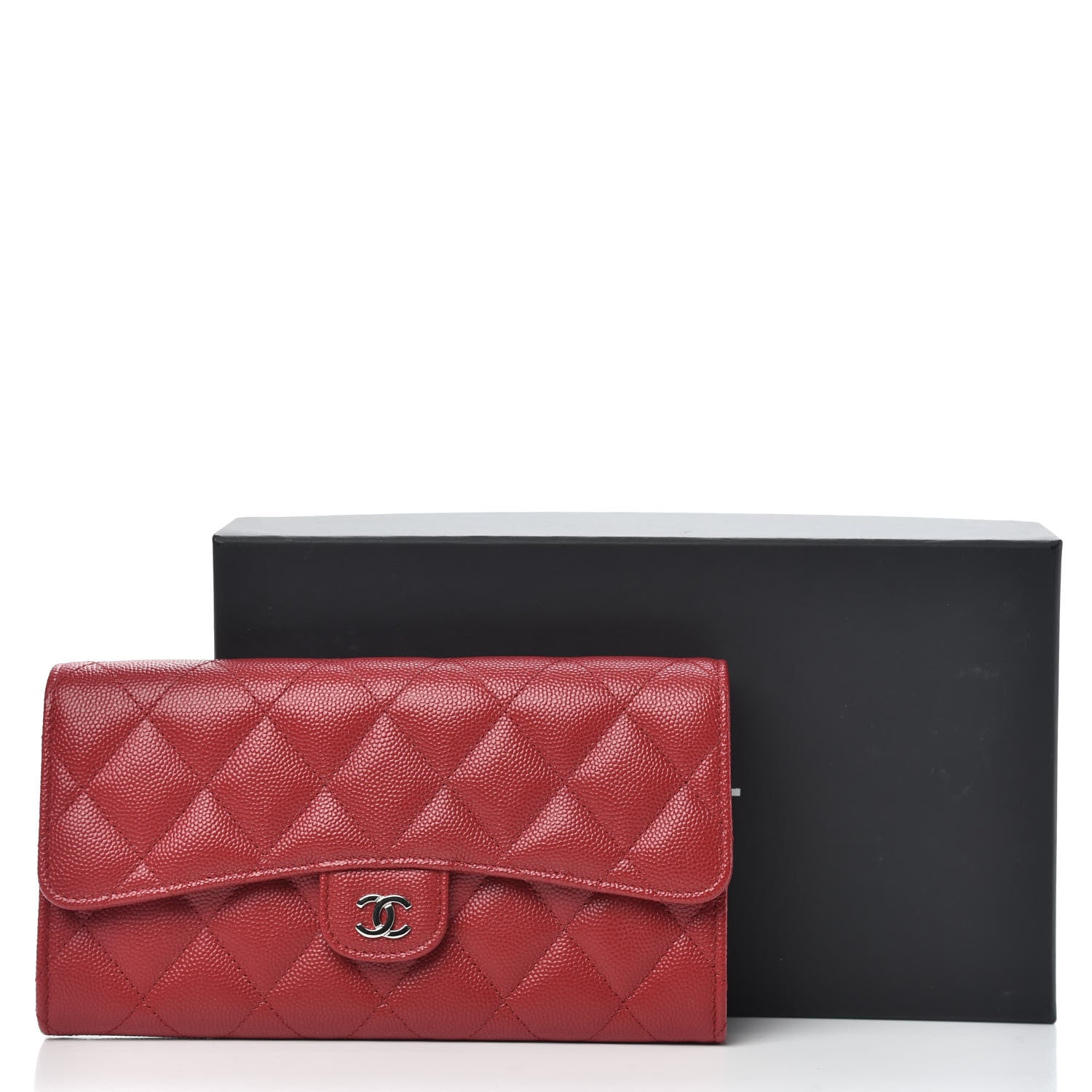 Chanel Caviar Quilted Large Flap Wallet Red 11 of 11
