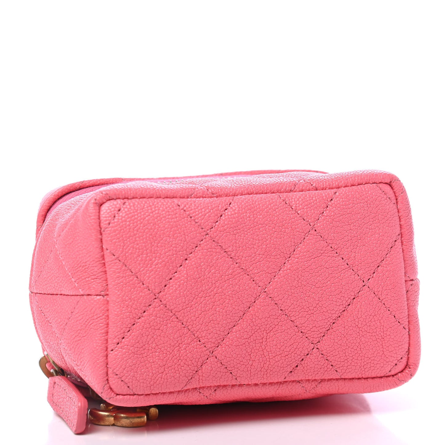 Caviar Quilted Mini Top Handle Vanity With Chain Pink