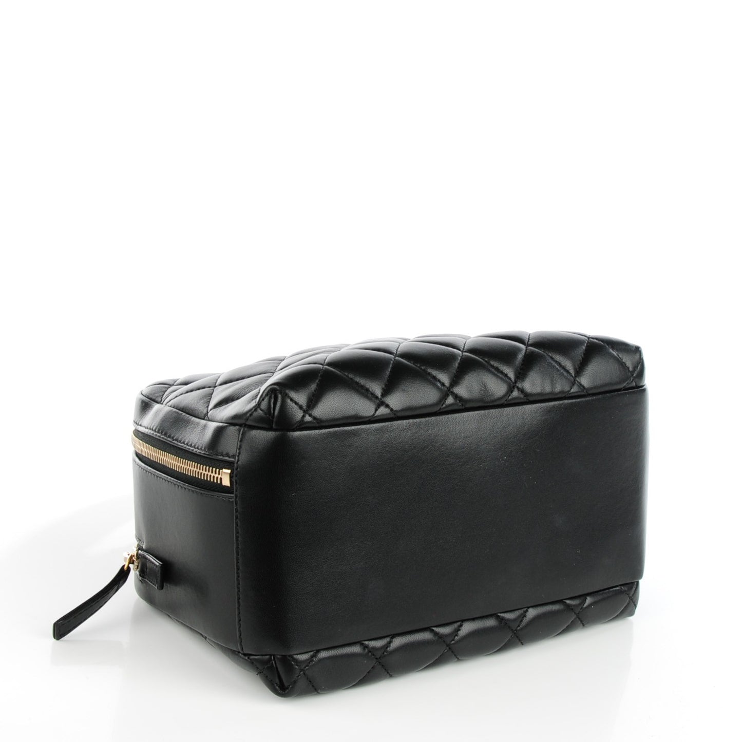 Lambskin Quilted Small Trendy CC Bowling Bag Black