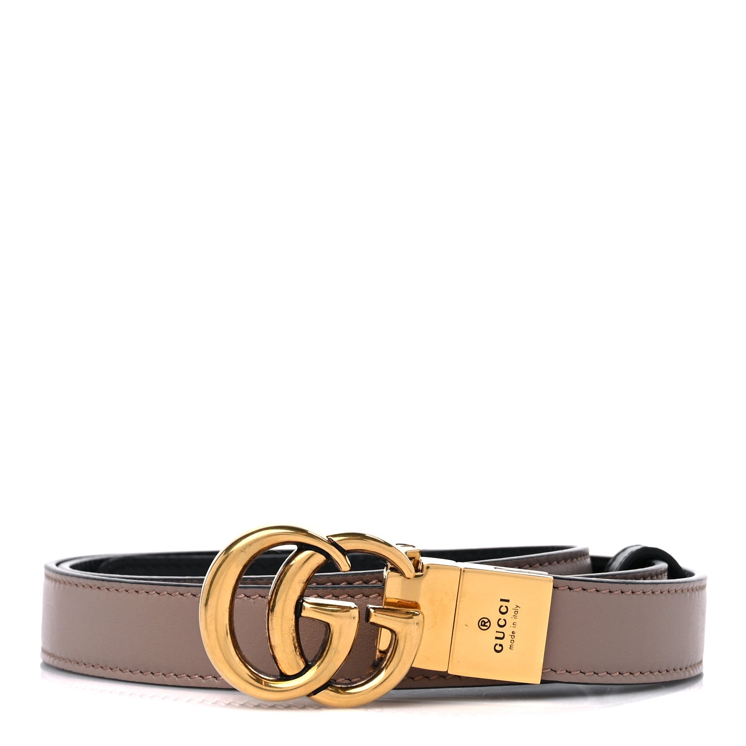 Gucci Plutone Calfskin Double G Reversible 20mm Belt 90 36 Porcelain Rose Black 1 of 4
