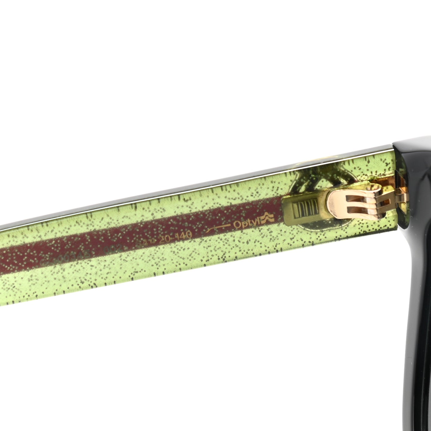 Acetate Square Frame Web Glitter Sunglasses GG0034S Black Green