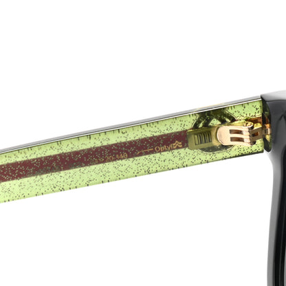 Gucci Acetate Square Frame Web Glitter Sunglasses GG0034S Black Green 4 of 6